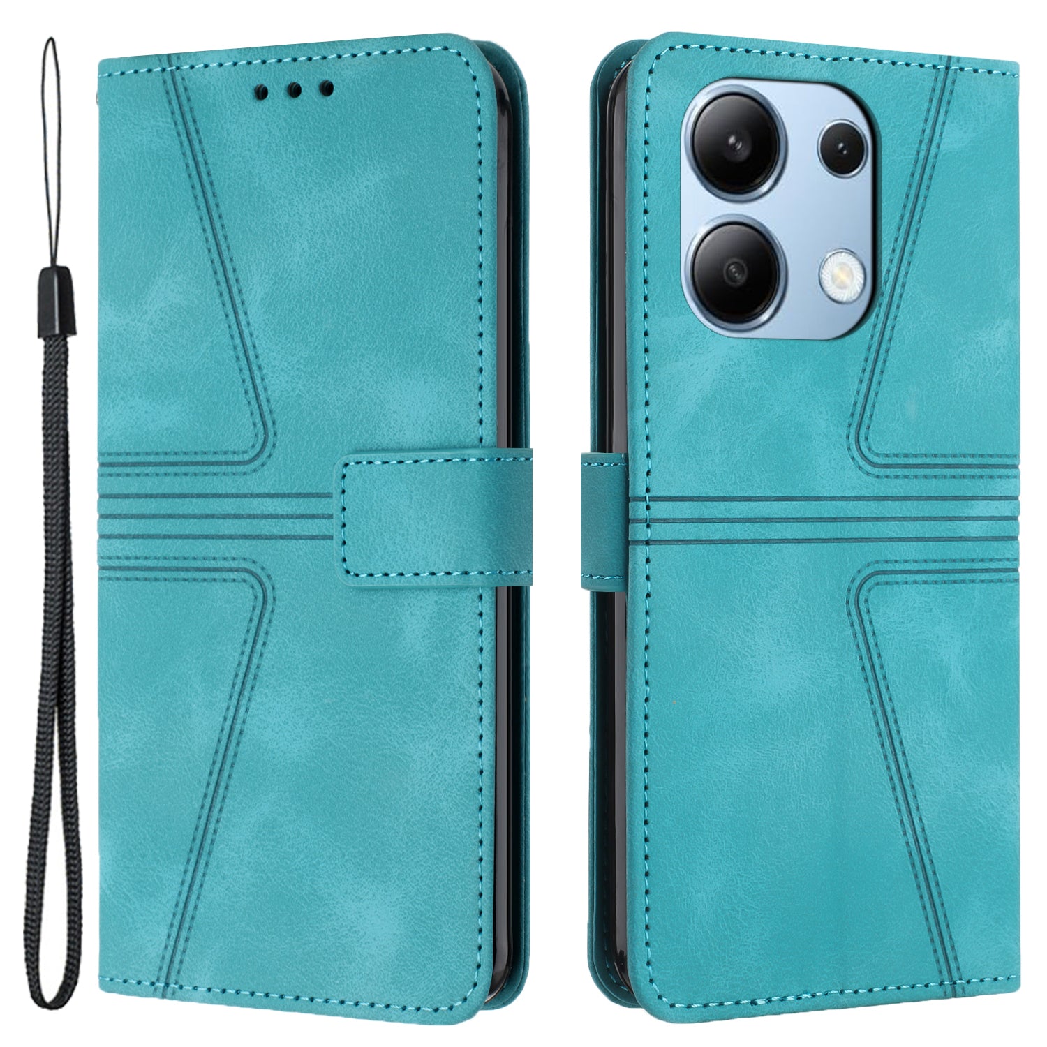 For Xiaomi Redmi Note 13 4G Triangle Imprinted Leather Case Folding Stand Phone Cover For Xiaomi Redmi Note 13 4G Triangle Imprinted Leather Case Folding Stand Phone Cover
